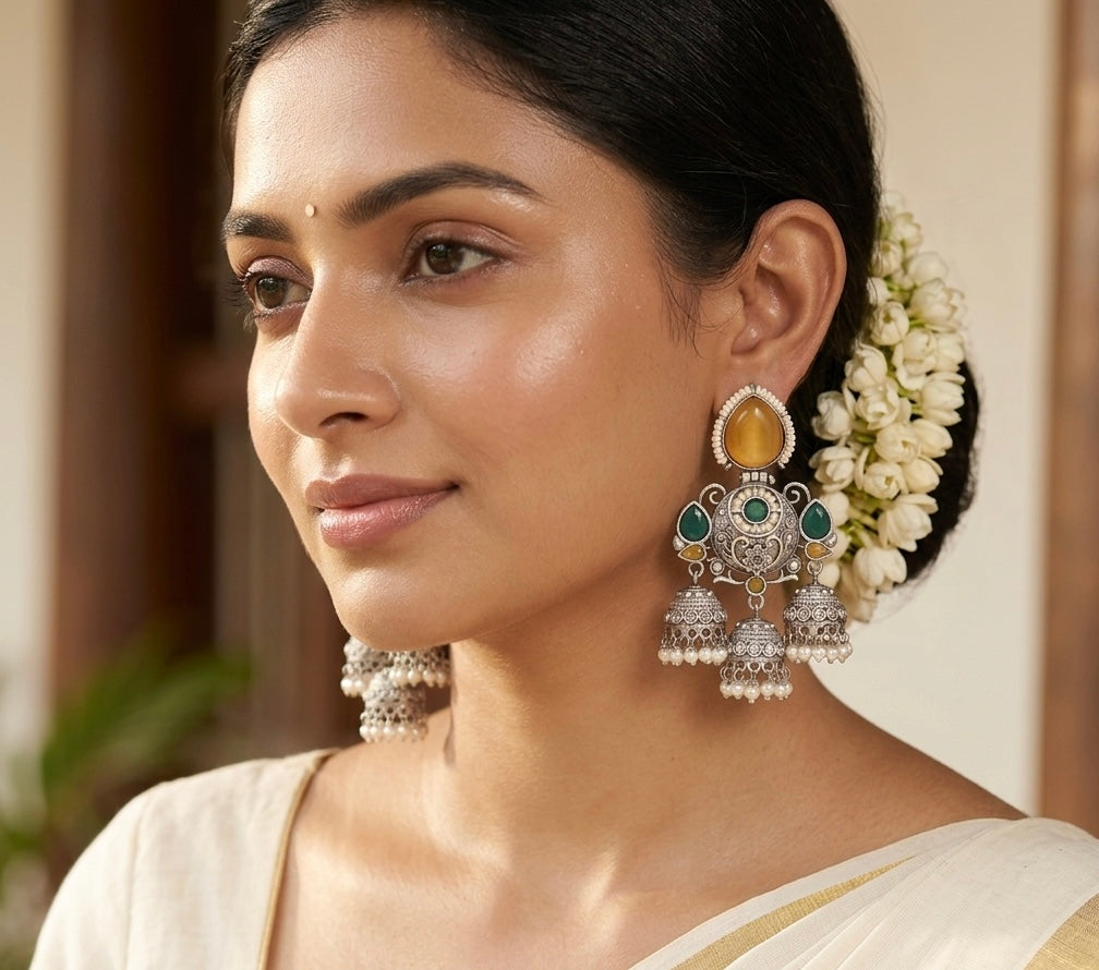 Geetika Premium Silver Earrings