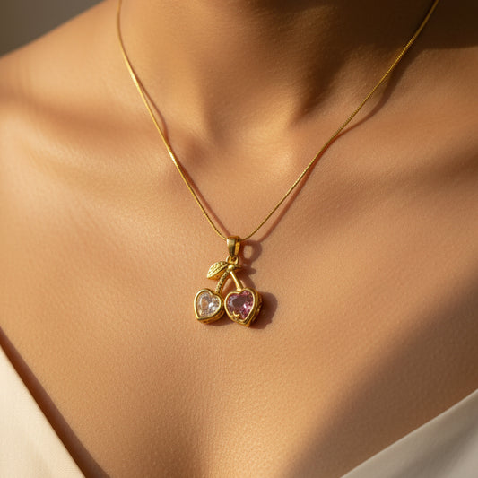 Cherry Blossom – Heart Charm Pendant Necklace