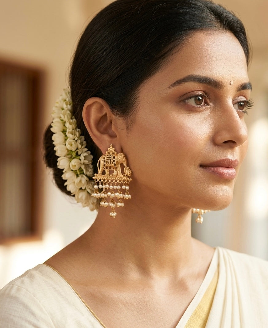 Hemavati Gold Statement Earrings