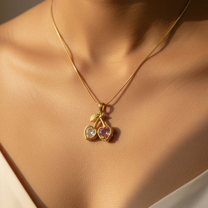 Cherry Blossom – Heart Charm Pendant Necklace