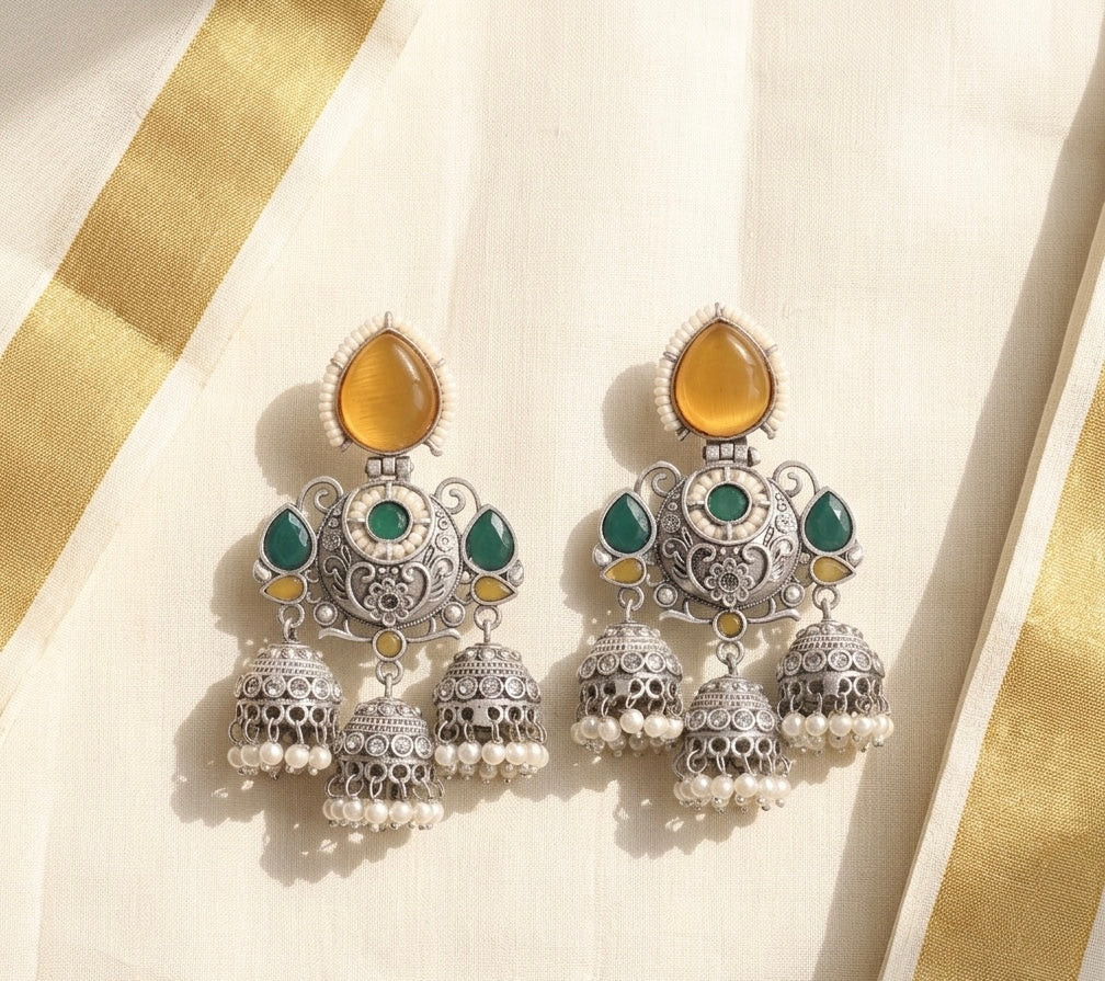 Geetika Premium Silver Earrings