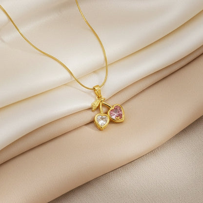 Cherry Blossom – Heart Charm Pendant Necklace