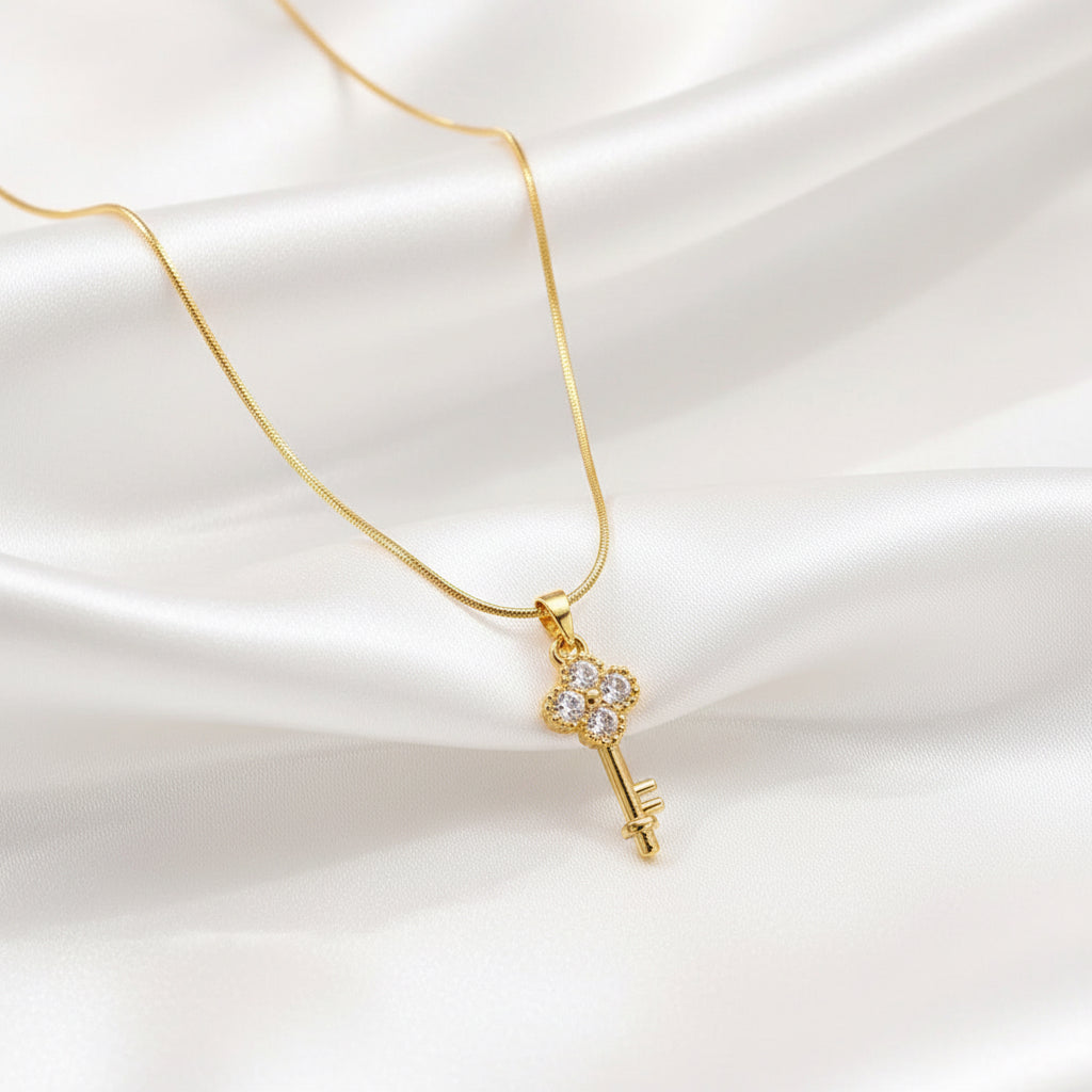 Tiny Treasure – Clover Key Pendant Necklace