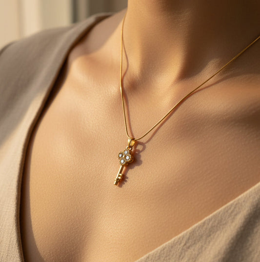 Tiny Treasure – Clover Key Pendant Necklace