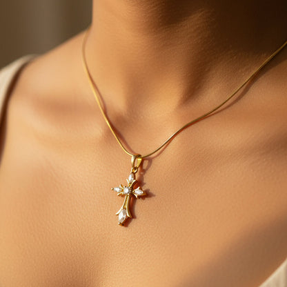 Maria – Crystal Cross Pendant Necklace