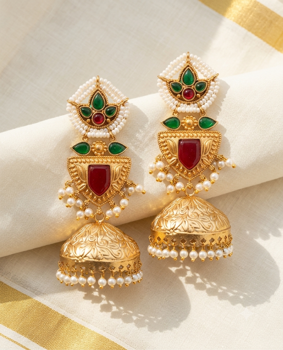 Nainika Premium Gold Statement Jhumka