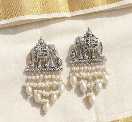Hemavati Silver Statement Earrings