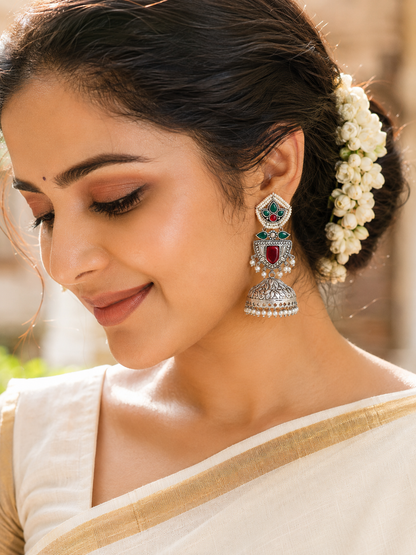 Nainika Premium Silver Statement Jhumka